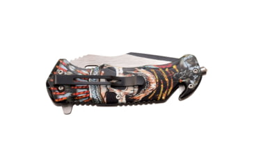 Image of Master USA Embossed Printing Spring Assisted Knife, 3.75 in, 3Cr13 Stainless Steel Stainless Steel, Drop Point, Multicolor Skeleton, MU-A116J