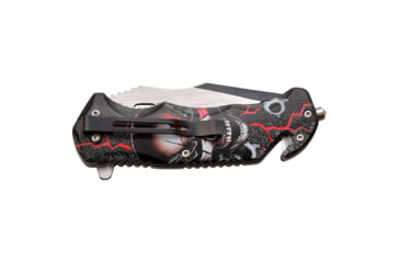 Image of Master USA Embossed Printing Spring Assisted Knife, 3.75 in, 3Cr13 Stainless Steel Stainless Steel, Drop Point, Red/Black Skeleton, MU-A116G