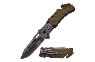 Image of Master USA Folding Blade, 3.5in, Stainless Steel Blade, Army Green Nylon Fiber Overlay Handle MU-A022GN