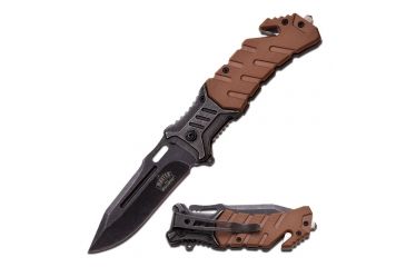 Image of Master USA Folding Blade, 3.5in, Stainless Steel Blade, Desert Tan Nylon Fiber Overlay Handle MU-A022TN