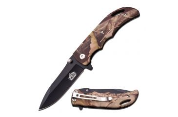 Image of Master USA Folding Blade, 3.5in, Stainless Steel Blade, Forest Camo Coated Nylon Fiber Handle MU-A029FC
