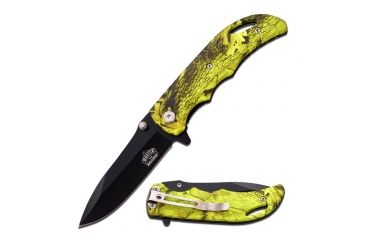 Image of Master USA Folding Blade, 3.5in, Stainless Steel Blade, Yellow Camo Coated Nylon Fiber Handle MU-A029YC