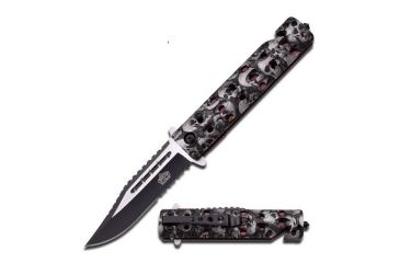 Image of Master USA Folding Blade, 3.8in, Stainless Steel Blade, Grey Skull Camo Nylon Fiber Handle MU-A007GY