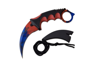 Image of Master USA Hawkbill Fixed Blade Knife, 4 in, 3Cr13 Stainless Steel Stainless Steel, Black/Red, MU-1142BRD