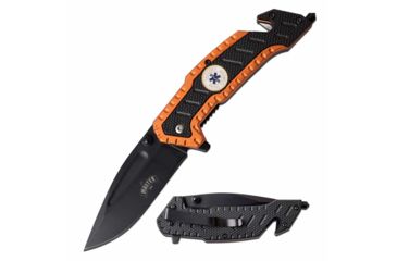 Image of Master USA MU-A056OR Spring Assisted Knife, 3.1in, 3CR13 Stainless Steel, Spear Point, Black Blade, Injection Molded Handle, Orange/Black, MU-A056OR