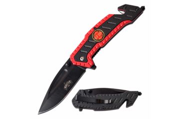 Image of Master USA MU-A056RD Spring Assisted Knife, 3.1in, 3CR13 Stainless Steel, Spear Point, Black Blade, Injection Molded Handle, Red/Black, MU-A056RD