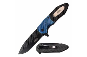 Image of Master USA MU-A059BL Spring Assisted Knife, 3.5in, 3CR13 Stainless Steel, Spear Point, Black Blade, Injection Molded Handle, Blue/Black, MU-A059BL