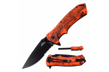 Image of Master USA MU-A062OC Spring Assisted Knife, 3.5in, 3CR13 Stainless Steel, Spear Point, Black Blade, Injection Molded Handle, Orange Camo, MU-A062OC
