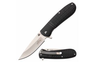Image of Master USA MU-A093S Spring Assisted Knife, 3in, 3CR13 Stainless Steel, Drop Point, Steel Blade, Injection Molded Handle, Black, MU-A093S