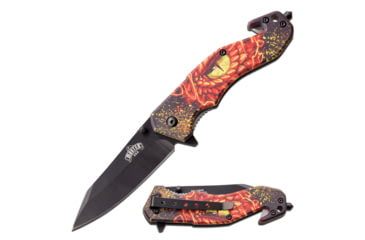 Image of Master USA Tanto Spring Assisted Knife, 3.75 in, 3Cr13 Stainless Steel Stainless Steel, Black/Yellow Eye, MU-A118DR