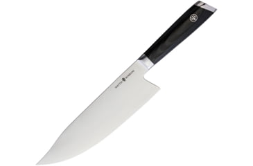 Image of Mattia Borrani Cutlery Bowie Chef 8in San Mai Knife, 8 blade, Black linen micarta handle, B087B