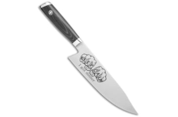 Image of Mattia Borrani Mattia Borrani Production 8" Bowie Chef Kitchen Knife Satin Keep Calm, Black, VG10, adult, BHQ-118681