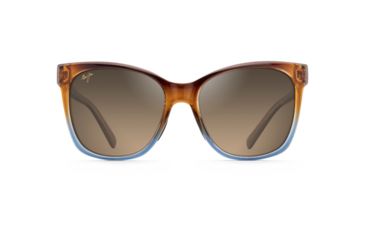 Image of Maui Jim Alekona Polarized Cat Eye Sunglasses - Women's, Caramel with Blue Frame, HCL Bronze Lens, Caramel with Blue HS793-18B