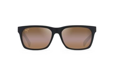 Image of Maui Jim Boardwalk Polarized Square Sunglasses, Matte Black Frame, HCL Bronze Lens, Matte Black H539-2M