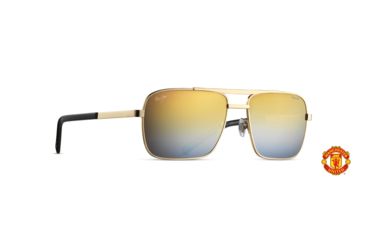 Image of Maui Jim Compass Polarized Aviator Sunglasses, Gold Frame, Dual Mirror Gold to Silver Lens, Gold DGS714-37UTD