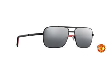 Image of Maui Jim Compass Polarized Aviator Sunglasses, Matte Black Frame, Dual Mirror Silver to Black Lens, Matte Black DSB714-38UTD