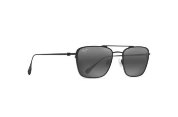 Image of Maui Jim Ebb &amp; Flow Polarized Aviator Sunglasses, Black Matte Frame, Neutral Grey Lens, Black Matte 542-2M