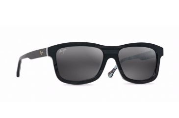 Image of Maui Jim Hula Blues Sguare Sunglasses,Black Vinyl w/ Hula Blues Interior Print Frame, Neutral Grey Lens, Polarized, 710-72
