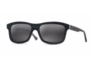 Image of Maui Jim Hula Blues Sguare Sunglasses,Black Vinyl w/ Hula Blues Interior Print Frame, Neutral Grey Lens, Polarized, 710-72