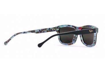 Image of Maui Jim Hula Blues Sguare Sunglasses,Black Vinyl w/ Hula Blues Interior Print Frame, Neutral Grey Lens, Polarized, 710-72