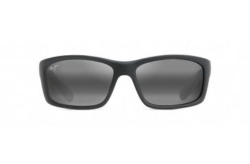 Image of Maui Jim Kanaio Coast Polarized Wrap  Sunglasses,Matte Soft Black with White and Blue,Neutral Grey Lens 766-02MD