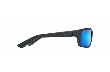 Image of Maui Jim Kanaio Coast Polarized Wrap  Sunglasses,Matte Translucent Blue Black w/ Stripe,Blue Hawaii Lens B766-08C