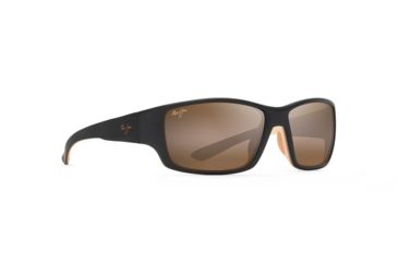 Image of Maui Jim Local Kine Polarized Square Sunglasses, Matte Dark Transparent Brown w/ Tan &amp; Cream Frame, HCL Bronze Lens, Matte Dark Transparent Brown w/ Tan &amp; Cream H810-25MC