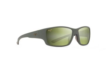 Image of Maui Jim Local Kine Polarized Square Sunglasses, Matte Khaki w/ Brown &amp; Black Frame, Maui HT Lens, Matte Khaki w/ Brown &amp; Black HT810-54C