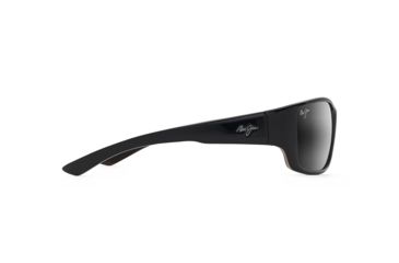 Image of Maui Jim Local Kine Polarized Square Sunglasses, Shiny Black w/ Grey &amp; Maroon Frame, Neutral Grey Lens, Shiny Black w/ Grey &amp; Maroon 810-07E