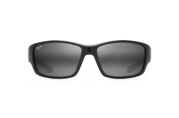 Image of Maui Jim Local Kine Polarized Square Sunglasses, Shiny Black w/ Grey &amp; Maroon Frame, Neutral Grey Lens, Shiny Black w/ Grey &amp; Maroon 810-07E