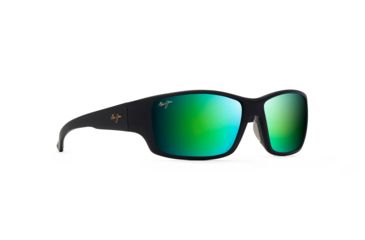 Image of Maui Jim Local Kine Polarized Square Sunglasses, Soft Black w/ Dark Transparent Green &amp; Light Transparent Grey Frame, Maui Green Lens, Soft Black w/ Dark Transparent Green &amp; Light Trans GM810-27M