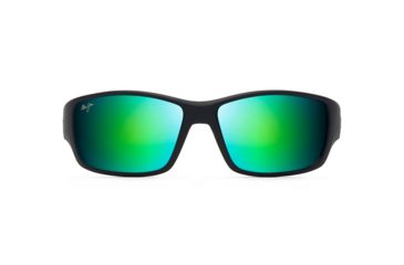 Image of Maui Jim Local Kine Polarized Square Sunglasses, Soft Black w/ Dark Transparent Green &amp; Light Transparent Grey Frame, Maui Green Lens, Soft Black w/ Dark Transparent Green &amp; Light Trans GM810-27M