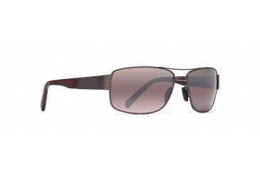 Image of Maui Jim Ohia Polarized Rectangular  Sunglasses,Satin Dark Gunmetal/Burgundy,Maui Rose Lens R703-02S