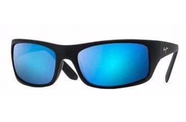 Image of Maui Jim Peahi Sunglasses, Matte Black Frame, Blue Hawaii Lens, Polarized, B202-2M