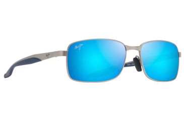 Image of Maui Jim Shoal Sunglasses, Matte Silver Frame, Blue Hawaii Lens, Polarized, B797-17M