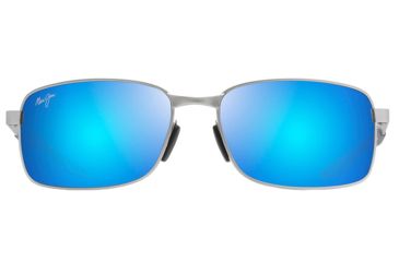 Image of Maui Jim Shoal Sunglasses, Matte Silver Frame, Blue Hawaii Lens, Polarized, B797-17M