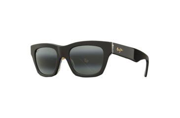 Image of Maui Jim You Move Me Sunglasses,Black with White Trim &amp; Silk Print Interior,Neutral Grey Lens, 277-53