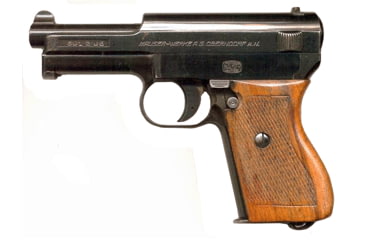 Image of Mauser Rimfire 1934 Pistol, .32 ACP, 3.39in barrel, steel frame, walnut grip, blowback operated semi-auto, blade front, notch rear, 8 round magazine, MR1934.32ACP3.391FRRMPG