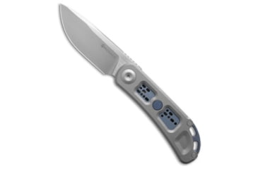 Image of Maxace Knives Maxace Big Fella MagnaCut Frame Lock Knife Gray/Blue Titanium 2.9&quot; Satin M22A, Blue/Gray, CPM MagnaCut, adult, BHQ-197548