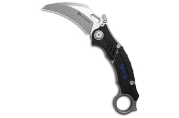 Image of Maxace Knives Maxace Raptor Magnacut Linerlock Knife Black Ti w/ Blue Tim 3&quot; Hawkbill M10B, Black/Blue, CPM MagnaCut, adult, BHQ-188817