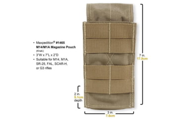 Image of Maxpedition M14/M1A Magazine Pouch, Khaki/Foliage, 3in x 2in x 7in, 1465KF
