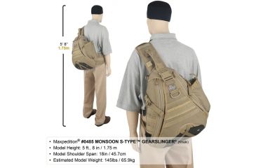 Image of Maxpedition Monsoon S-Type Gearslinger Backpack, Khaki 0485K