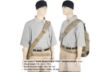 Image of Maxpedition Monsoon S-Type Gearslinger Backpack, Khaki 0485K