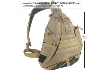 Image of Maxpedition Monsoon S-Type Gearslinger Backpack, Khaki 0485K