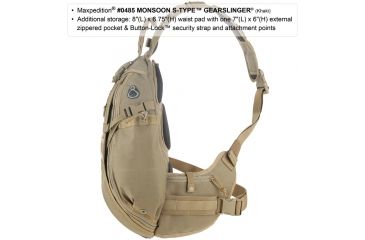 Image of Maxpedition Monsoon S-Type Gearslinger Backpack, Khaki 0485K