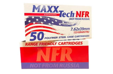 Image of MAXXTECH Tulammo 7.62x39mm 123 Grain Full Metal Jacket Rifle Ammo, 50 Rounds, MTNFR762