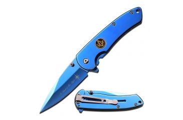 Image of MC Masters Collection Folding Blade, 3.5in, Stainless Steel Blade, Blue Titanium Coated Mirror Stainless Steel Handle MC-A015BL
