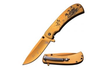 Image of MC Masters Collection Folding Blade, 3.5in, Stainless Steel Blade, Gold Titanium Coated Handle MC-A032GD