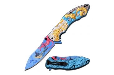 Image of MC Masters Collection Folding Blade, 3.75in, Stainless Steel Blade, 4 Color Anodized Aluminum Handle MC-A027GD