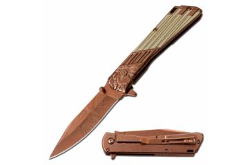 Image of MC Masters Collection MC-A053BZ Spring Assisted Knife, 3.5in, 3CR13 Stainless Steel, Spear Point, Bronze Blade, Stainless Steel Handle, Bronze, MC-A053BZ